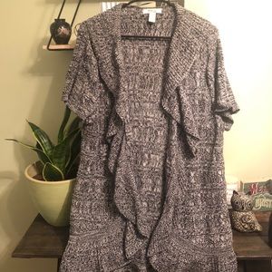 3 for $20 & 15%-Short sleeve knit ruffled cardigan
